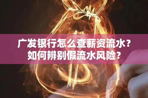 广发银行怎么查薪资流水?如何辨别假流水风险?